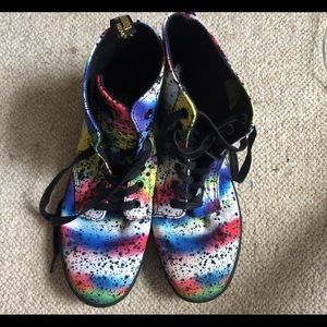 Rainbow splatter pattern Dr. Martens